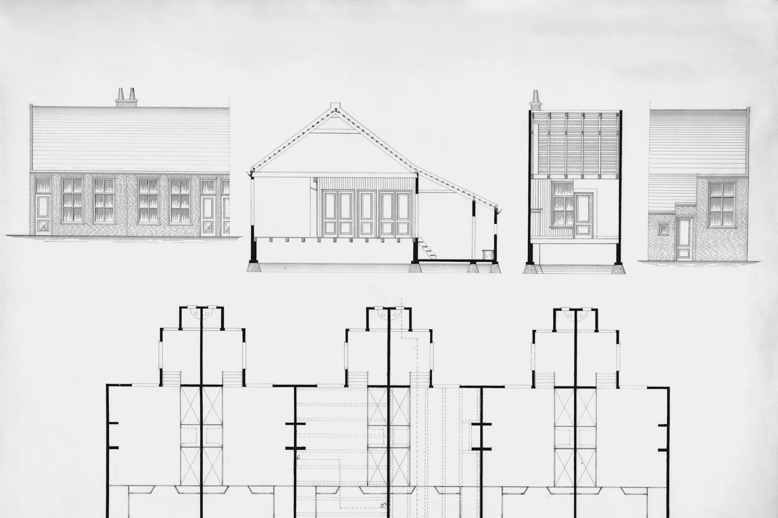 Architectural elevation drawings of a house